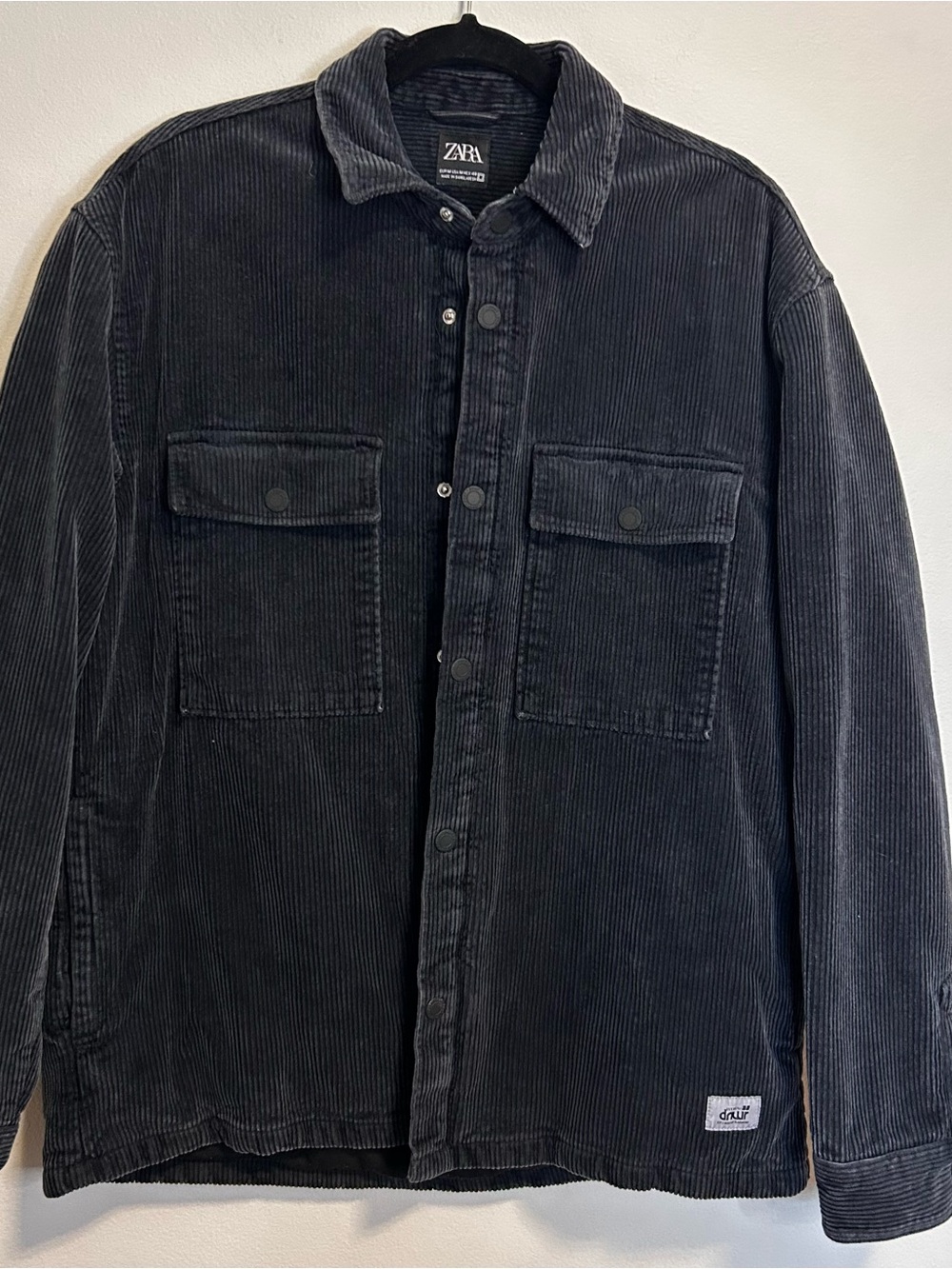 Zara Black Corduroy Shirt Jacket Overshirt